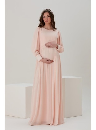 Powder Pink - Maternity Evening Dress - IŞŞIL