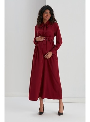 Burgundy - Maternity Dress - IŞŞIL