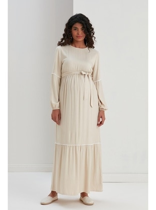 Beige - Maternity Dress - IŞŞIL