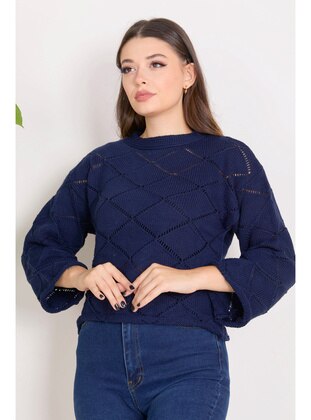 Navy Blue - Knit Sweaters - Tofisa