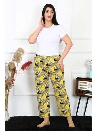 Yellow - Plus Size Pyjamas - Akbeniz