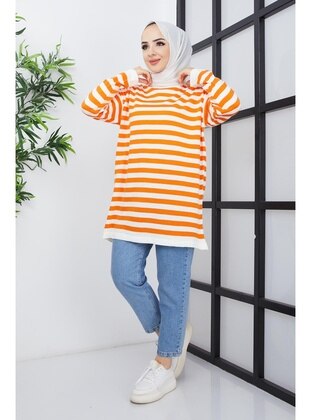 Orange - Knit Sweaters - Nergis Neva