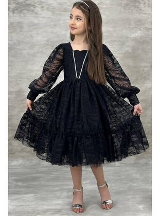 Black - Girls` Evening Dress - Riccotarz