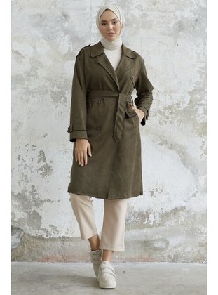Khaki - Double-Breasted - Trench Coat - InStyle