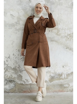 Tan - Double-Breasted - Trench Coat - InStyle