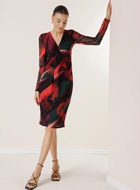 Knot Detail Patterned Tulle Dress Black