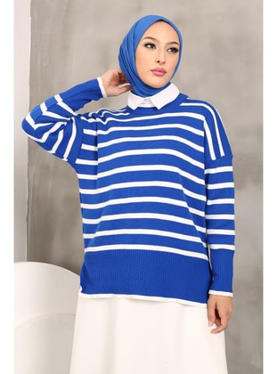 Saxe Blue - Knit Sweaters - İmaj Butik
