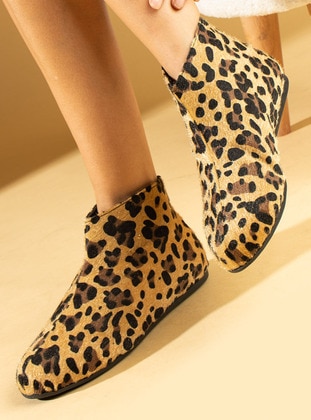 Leopard Print - Boots - Pembe Potin