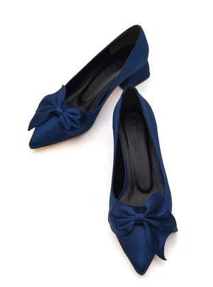 Navy Blue - Flat Shoes - DİVOLYA