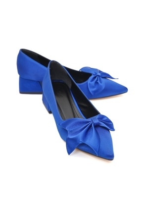 Saxe Blue - Flat Shoes - DİVOLYA