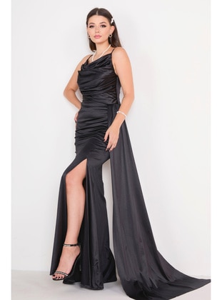 Black - Modest Evening Dress - Tofisa