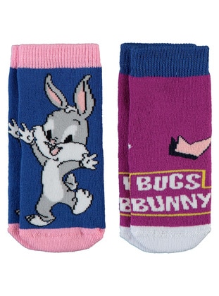 Bugs Bunny Kız Bebek 2'li Havlu Çorap 0-18 Ay Mürdüm