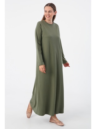 Green - Unlined - Crew neck - Modest Dress - ALLDAY