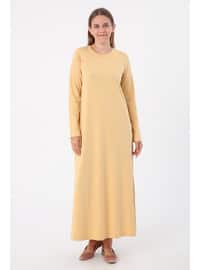 Yellow - Unlined - Crew neck - Modest Dress