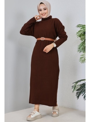 Brown - Knit Dresses - Benguen