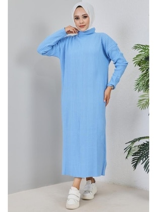 Blue - Knit Dresses - Benguen