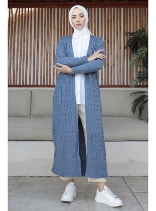 Blue - Knit Cardigan - InStyle