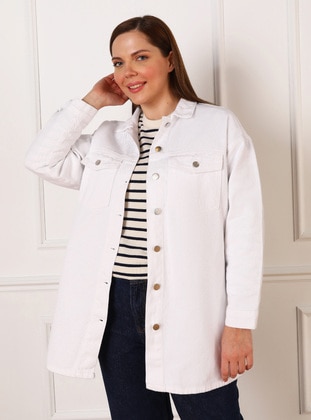White - Plus Size Jacket - Alia