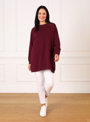 Maroon - Plus Size Sweatshirts - Alia