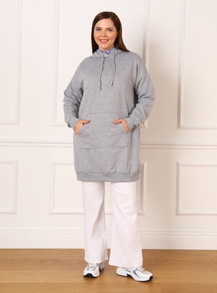 Gray Melange - Plus Size Sweatshirts - Alia
