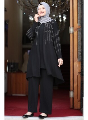 Black - Plus Size Evening Suit - Amine Hüma