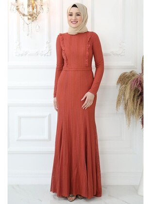 Brick Red - Modest Evening Dress - Amine Hüma
