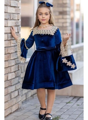 Navy Blue - Girls` Evening Dress - Riccotarz