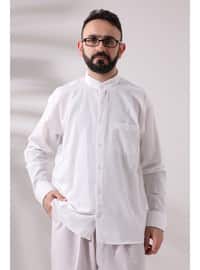 أبيض - قميص رجالي - online