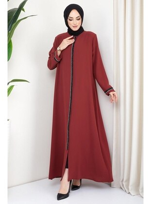 Brick Red - Plus Size Abaya - Hafsa Mina