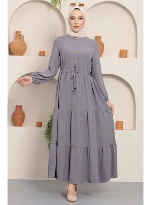 Grey - Modest Dress - Hafsa Mina