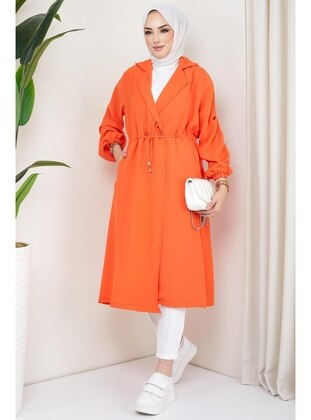 Orange - Trench Coat - Hafsa Mina