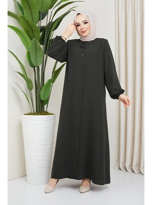 Khaki - Plus Size Abaya - Hafsa Mina