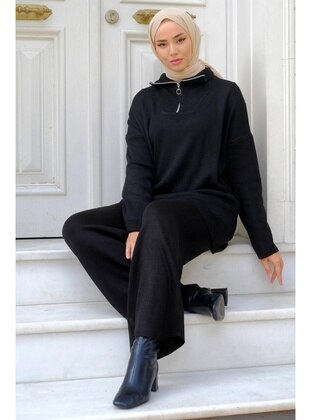 Black - Knit Suits - Hafsa Mina