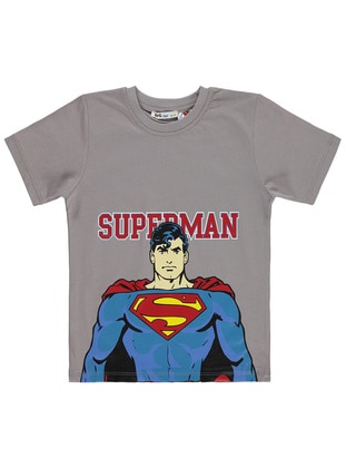 Grey - Boys` T-Shirt - Superman