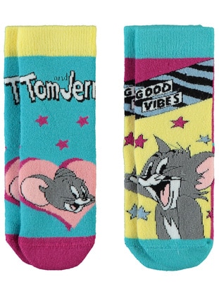 Turquoise - Girls` Socks - Tom & Jerry