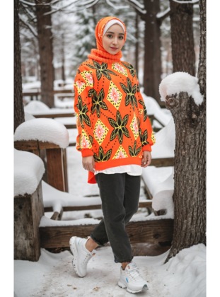 Orange - Knit Sweaters - Layda Moda