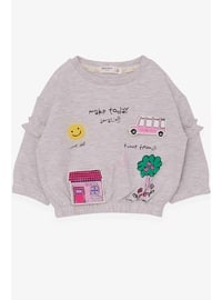 Beige - Girls` Sweatshirt