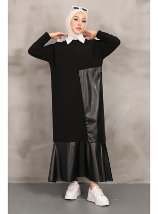 Black - Unlined - Modest Dress - İmaj Butik