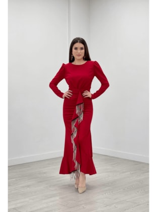 Red - Modest Evening Dress - Giyim Masalı