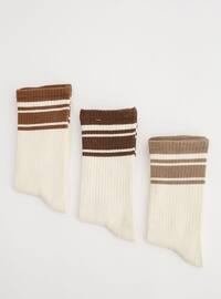 Thıck Strıped Socks Set Dust Color