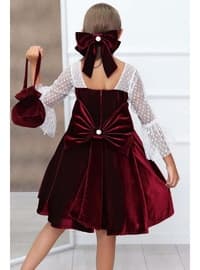 Burgundy - Girls` Dress