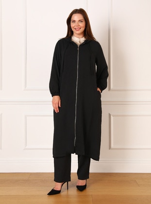 Black - Plus Size Topcoat - Alia