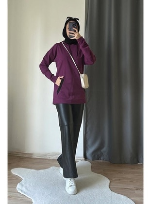 Purple - 300gr - Sweat-shirt - Burcu Fashion