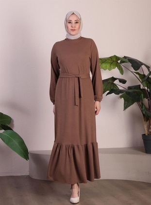 Brown - Plus Size Dress - Ferace