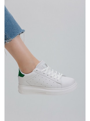 Beyaz Yeşil Kadın Sneaker 0156