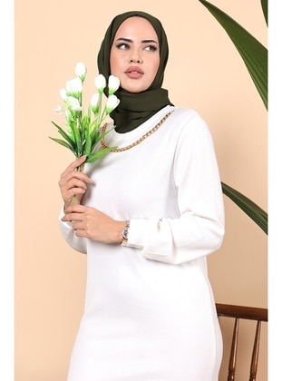 White - Modest Dress - Bestenur