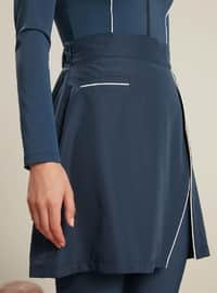 Navy Blue - Modest Binding Detailed Bathing Skirt Nawy Blue