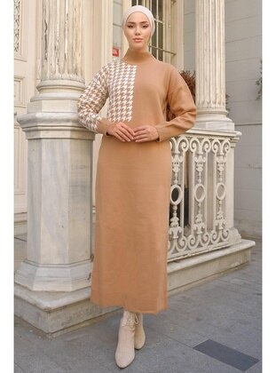 Camel - Knit Dresses - Hafsa Mina