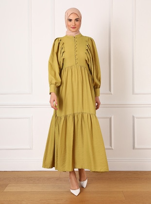 Olive Green - Modest Dress - Refka