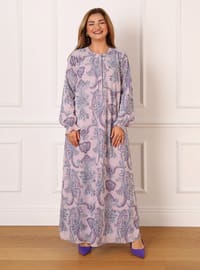 Lilac Patterned - Plus Size Dress